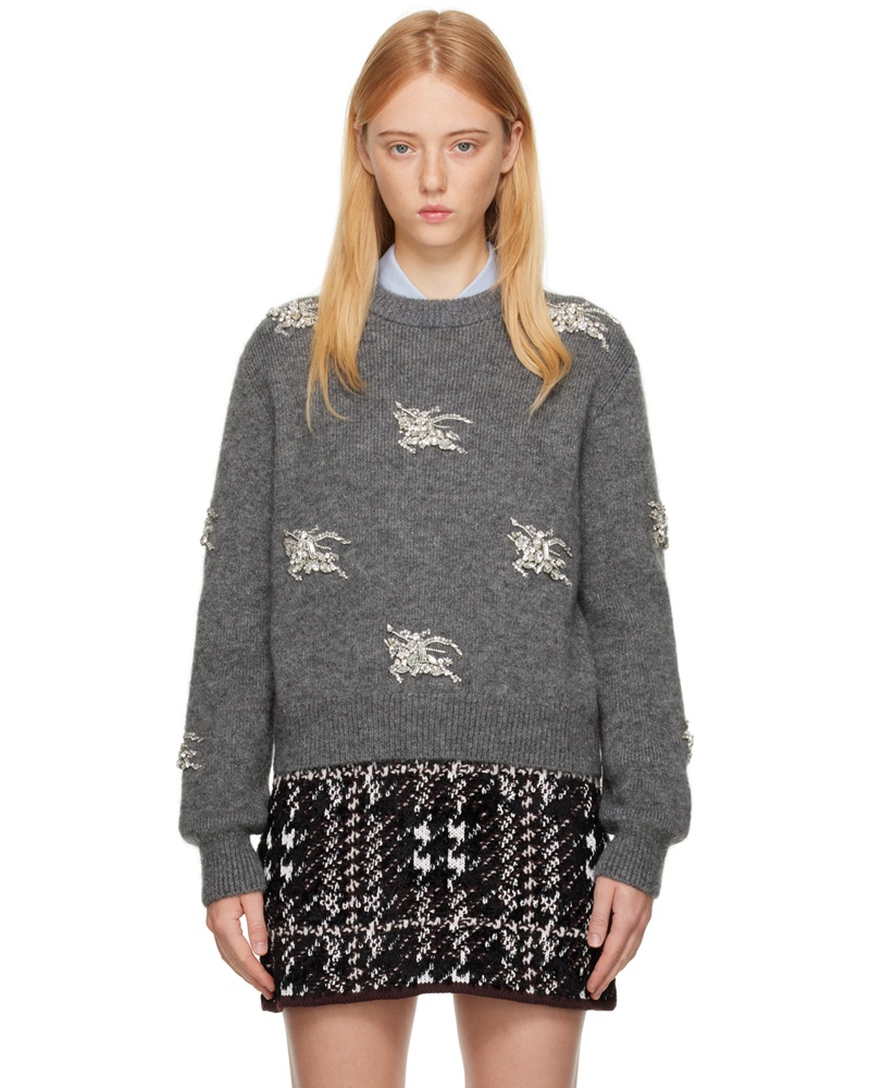 Burberry Damen Gray Crystal EKD Sweater