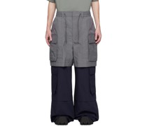 Gray & Navy Layered Cargo Pants