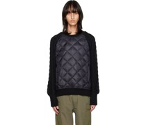 Black Quilted Down Sweatshirt