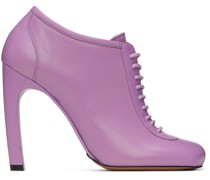 Purple Lace-Up Low Ankle Heels