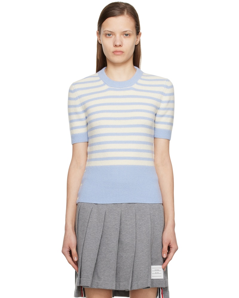 Thom Browne Damen Blue Striped Sweater