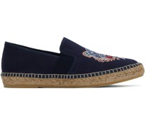 Navy Elasticated Tiger Espadrilles
