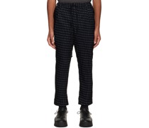 Black & Navy Garment Pleated Trousers