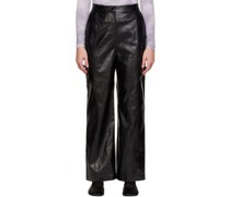 Black Grained Faux-Leather Pants