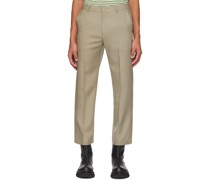 Beige Tapered Trousers