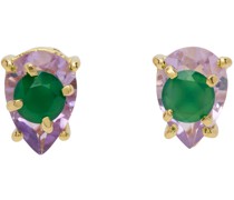 Gold 'The Amethyst & Green Onyx' Earrings