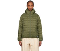 Khaki Hooded Reversible Down Jacket