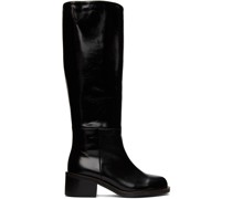 Black Grained Tall Boots