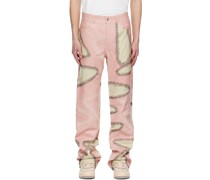 Pink & Off-White Amalgamated Leather Pants