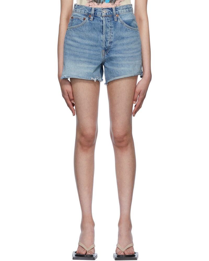 RE/DONE Damen Blue 50s Cuttoff Shorts