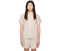 Off-White & Brown Short Sleeve Pyjama Shirt