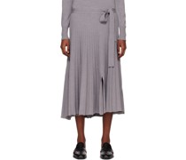 Gray Belted Midi Skirt