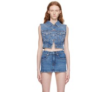 Indigo Shrunken Denim Trucker Vest