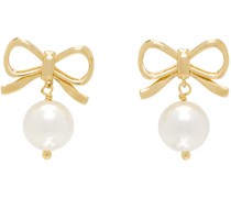 Gold #9111 Pearl Ribbon Earrings