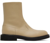 Beige Leather Chelsea Boots
