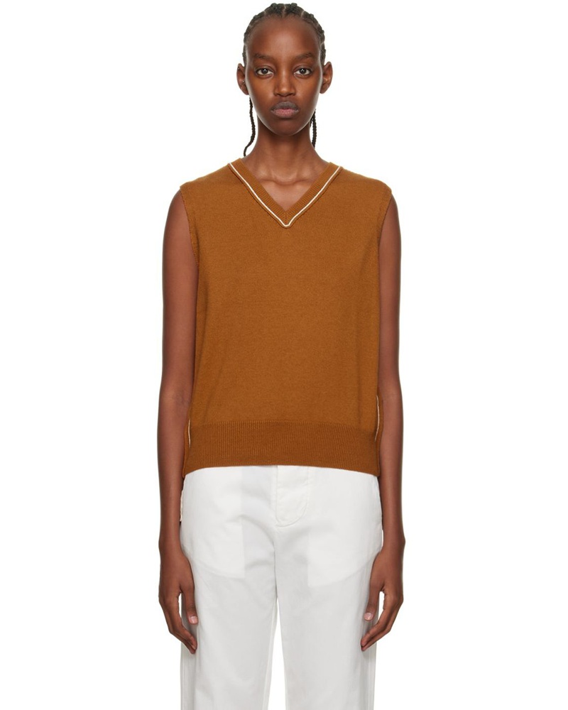 Rosetta Getty Damen Orange V-Neck Sweater Vest