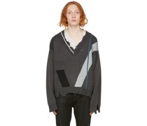 Grey 'My Own Private Planet' Distressed Geometry Sweater