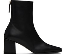 Black Cube Heel Basic Boots