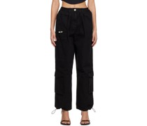 Black Boxy Cargo Trousers