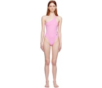 Pink Single-Shoulder One-Piece Swimsuit