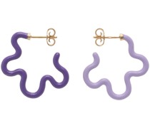 Purple Two Tone Asymmetrical Flower Power Earrings