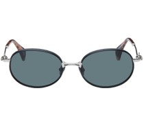 Black & Silver Oval Sunglasses