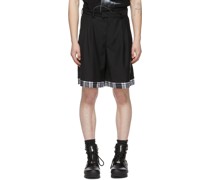 Black 'My Own Private Planet' Sequin Layered Tailored Shorts