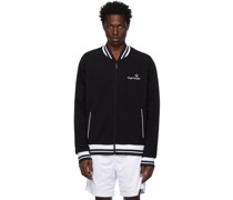 Black Retro Tennis Bomber Jacket