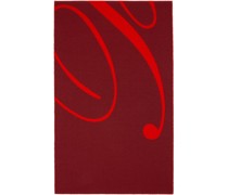 Burgundy & Red Logo Wool Silk Scarf