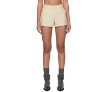 Beige Kate Faux-Leather Shorts