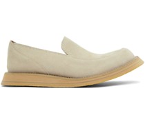Beige Vision Round Toe Suede Loafers