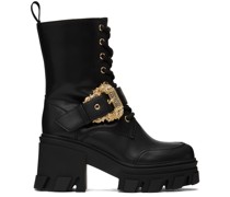 Black Pin-Buckle Boots
