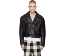 Black Pin-Buckle Leather Jacket