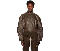Brown Girdered Leather Jacket