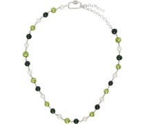 White Gold 'The Single Multi Green' Pearl Necklace