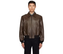 Brown Zip Leather Jacket