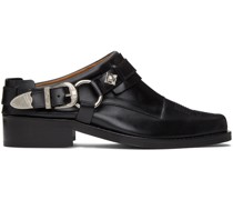 Black Leather Slip-On Loafers