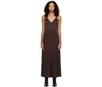 Brown V-Neck Maxi Dress