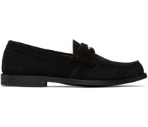 Black Suede Penny Loafers