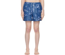 Blue Printed Swim Shorts