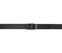 Black Greca Accent Leather Belt