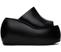 Black Platform Bubble Wedge Heeled Sandals