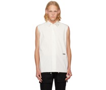 White Raw Edge Sleeveless Shirt