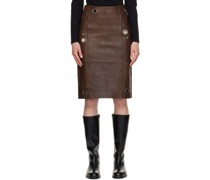 Brown Ania Leather Midi Skirt
