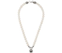 White Large Pearl Skull Necklace