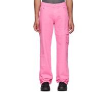 Pink Oversized Denim Cargo Pants