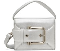 Silver Belted Boucle Micro Bag