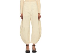 Beige Curved Leg Trousers