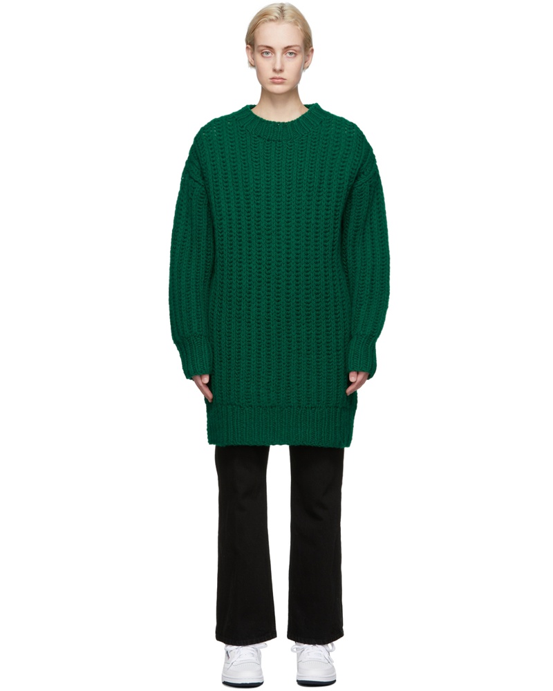 Ami Damen Green Hand Knitted Sweater