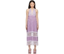 Purple & White Gingham Maxi Dress